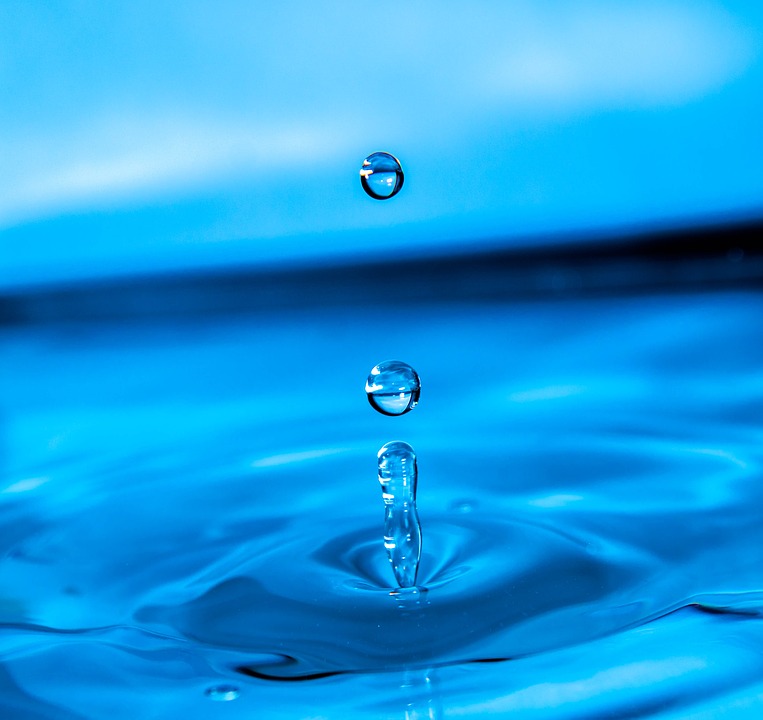 Close Macro Drip Blue Drop Of Water Liquid Water